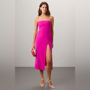 Amanda Uprichard Pink Strapless Midi Dress
